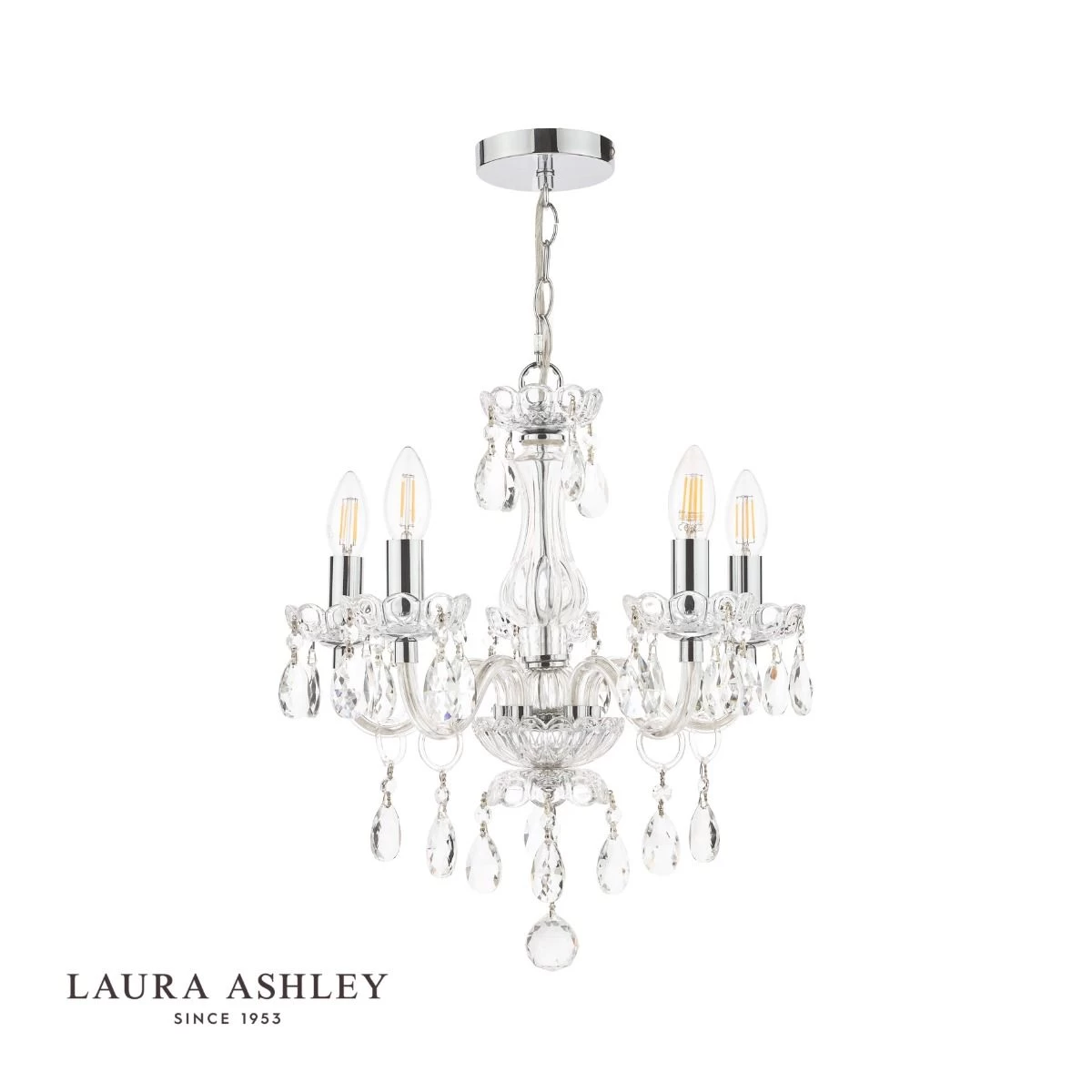Laura Ashley Harriet 5 Light Crystal & Polished Chrome Chandelier - Image 2