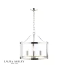 Laura Ashley Harrington 3lt Pendant Polished Nickel Glass