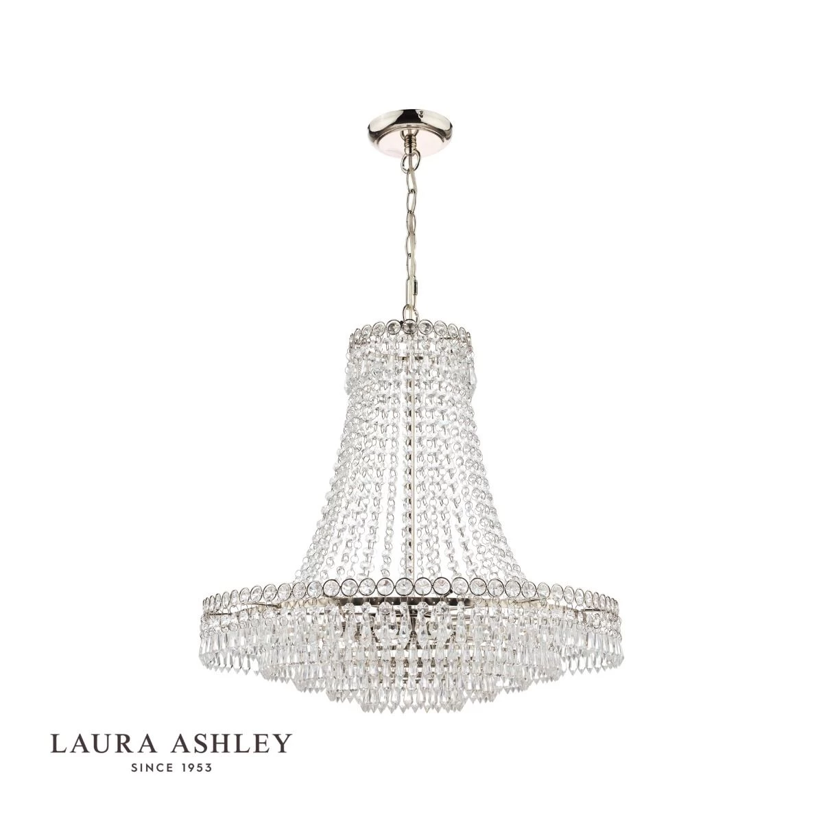 Laura Ashley Enid Grand 5lt Chandelier Polished Nickel & Cut Glass - Image 2