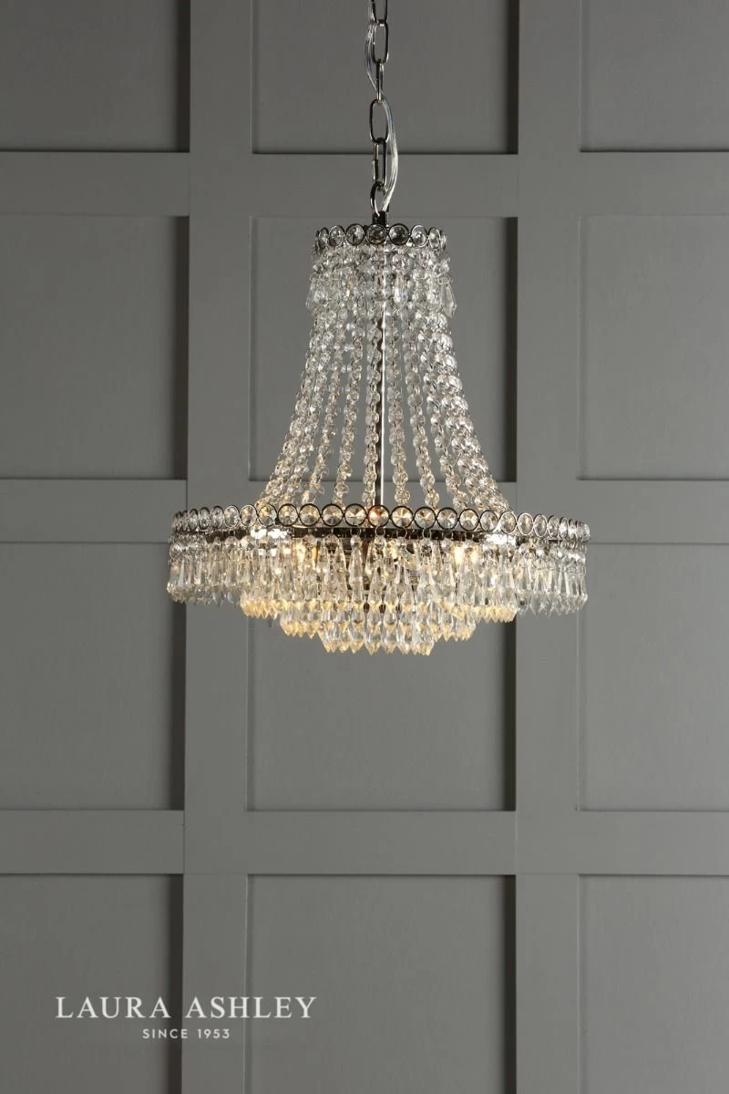 Laura Ashley Enid Grand 5lt Chandelier Polished Nickel & Cut Glass - Image 4