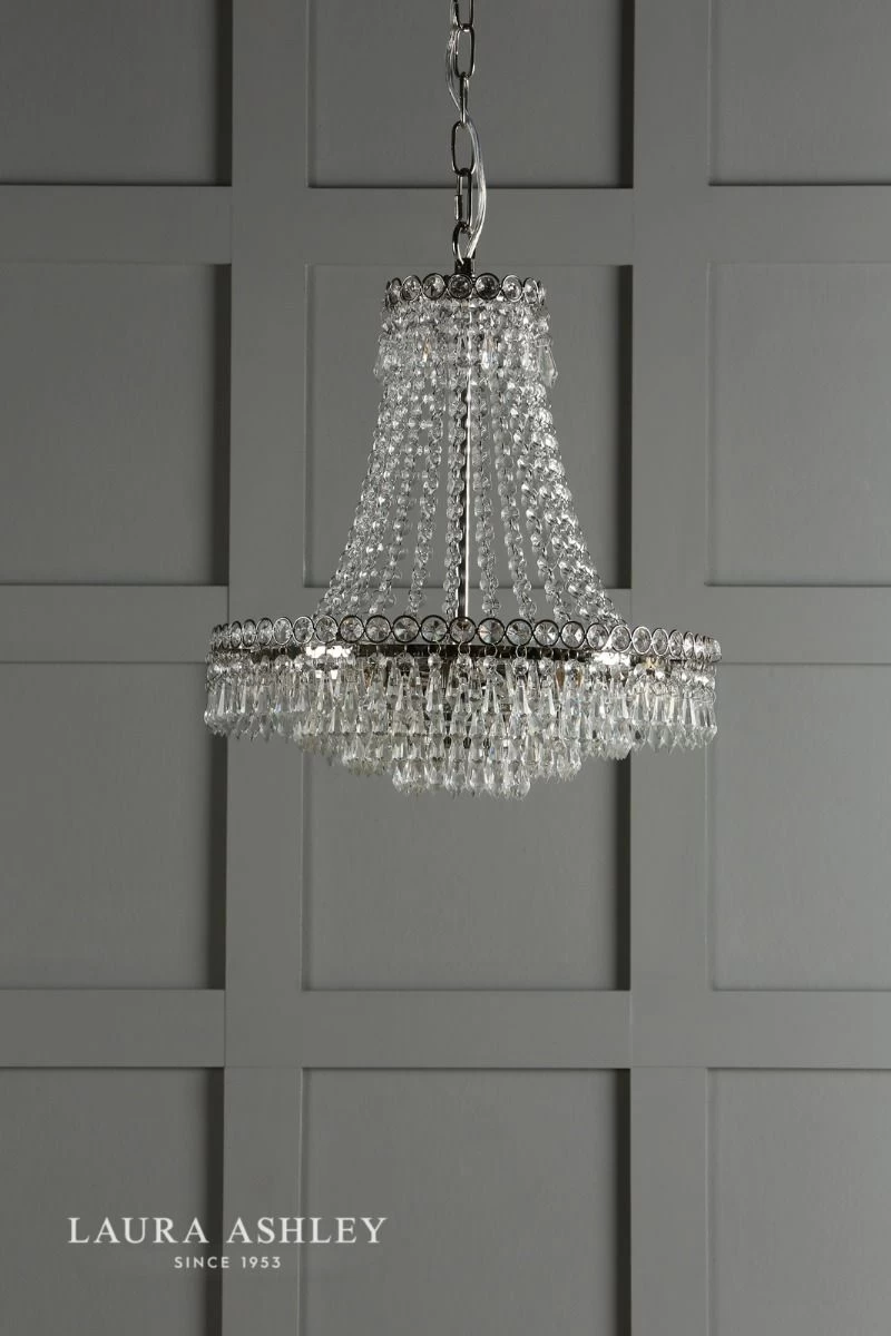 Laura Ashley Enid Grand 5lt Chandelier Polished Nickel & Cut Glass - Image 5