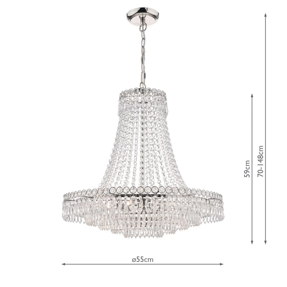 Laura Ashley Enid Grand 5lt Chandelier Polished Nickel & Cut Glass - Image 6