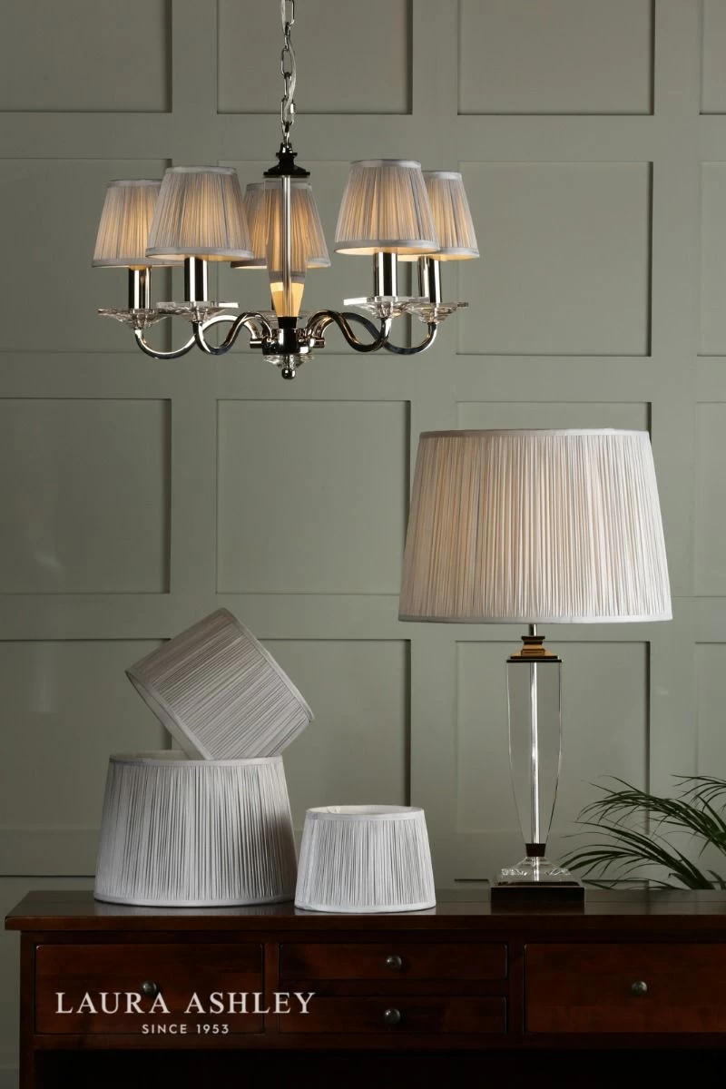 Laura Ashley Hemsley Pleated Silk Empire Drum Shade Silver 30cm/12 Inch - Image 4