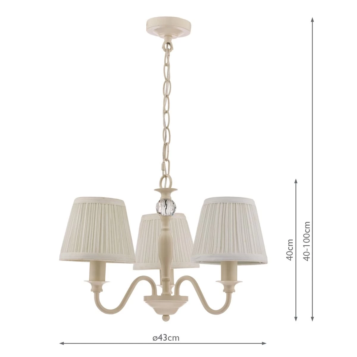 Laura Ashley Ellis 3lt Pendant Ivory With Shades - Image 5