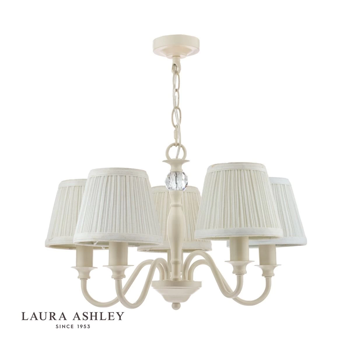 Laura Ashley Ellis 5lt Pendant Ivory With Shades - Image 2