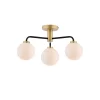 Lainey 3 Light Semi-Flush Matt Black & Opal Glass