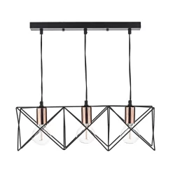 Midi 3 Light Bar Pendant Black & Bright Copper Detail