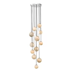 Mikara 12 Light Cluster Pendant Polished Chrome Marble Effect Glass 2.5M