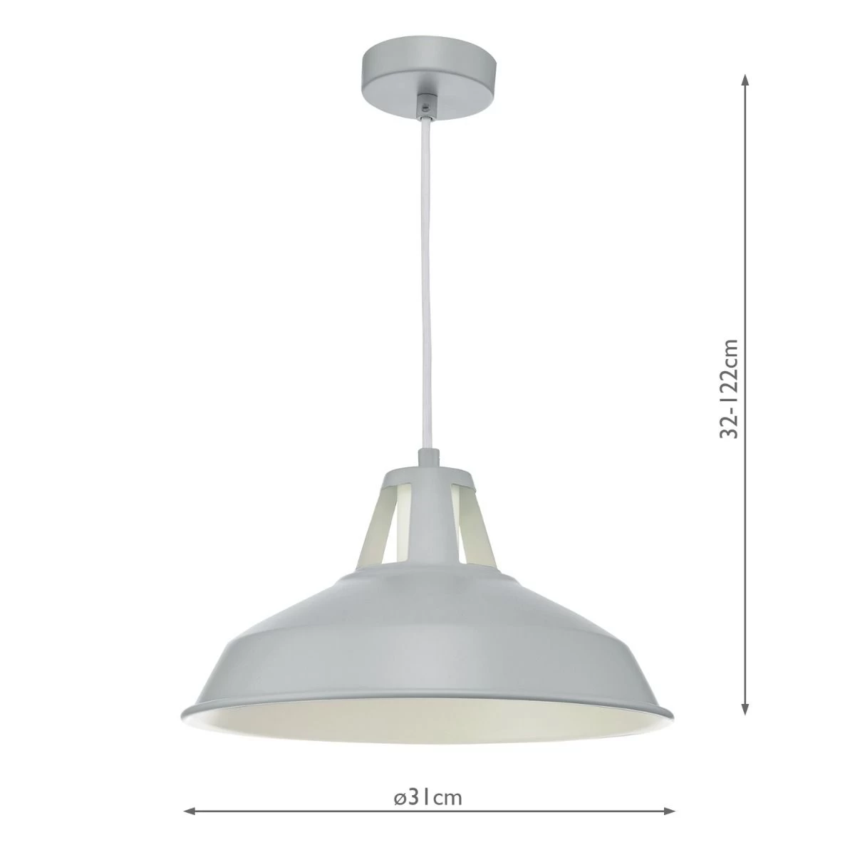 Owain 1 Light Pendant Grey - Image 3