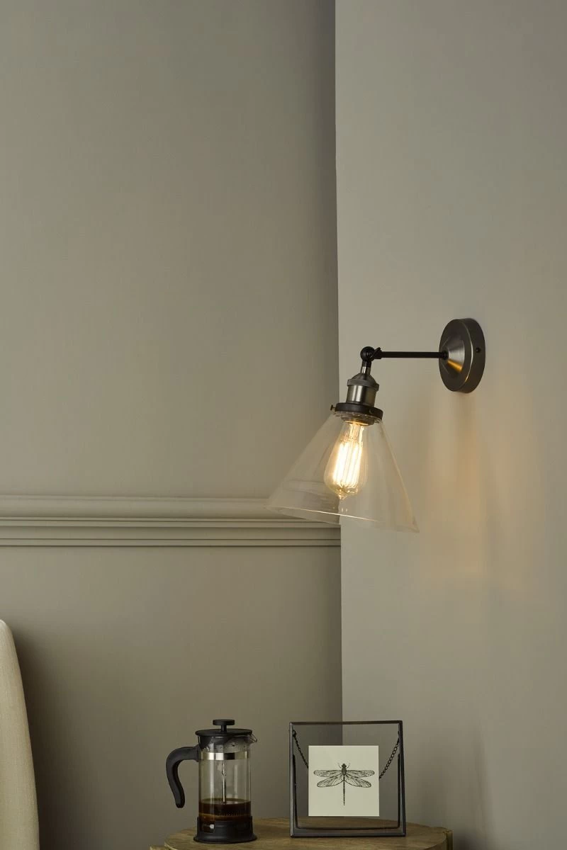 Ray Single Wall Light Antique Nickel Clear Glass - Image 4