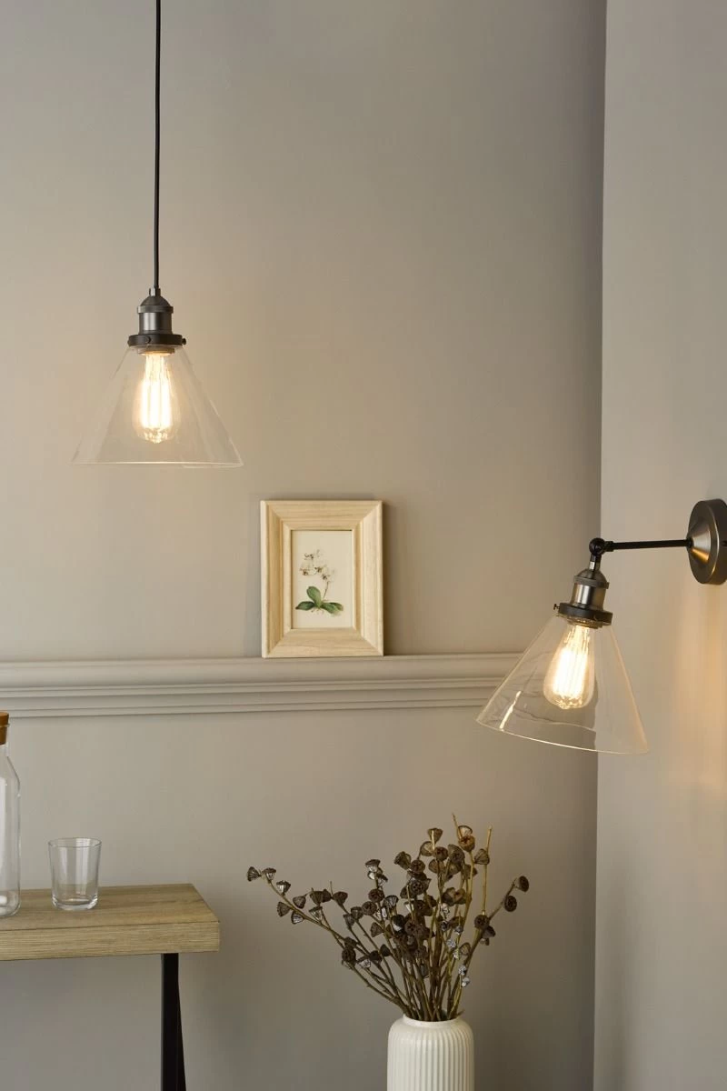 Ray Single Wall Light Antique Nickel Clear Glass - Image 5