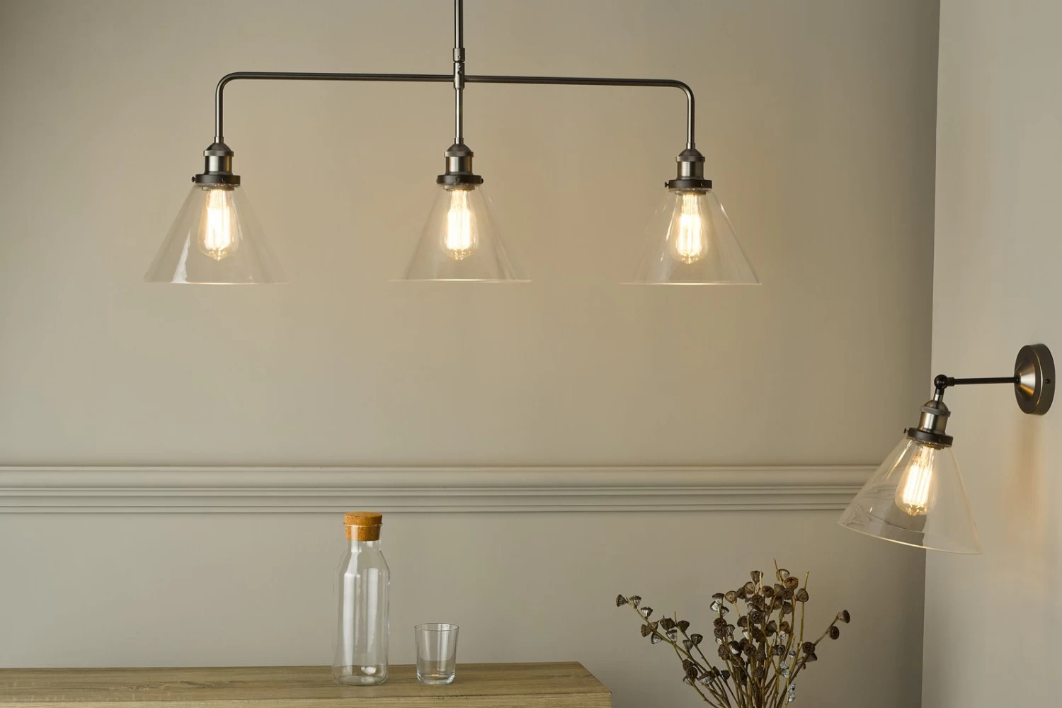 Ray Single Wall Light Antique Nickel Clear Glass - Image 6