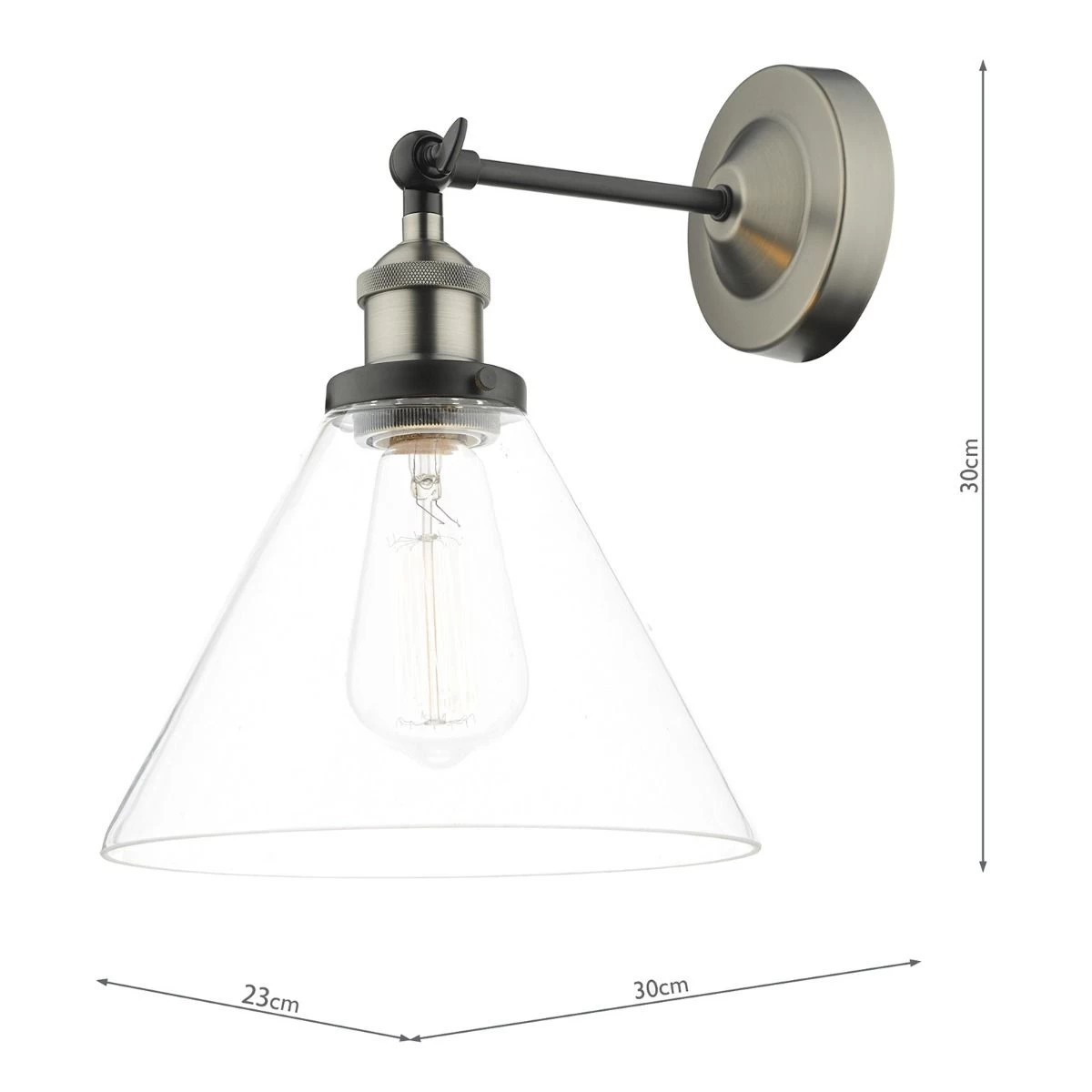 Ray Single Wall Light Antique Nickel Clear Glass - Image 7