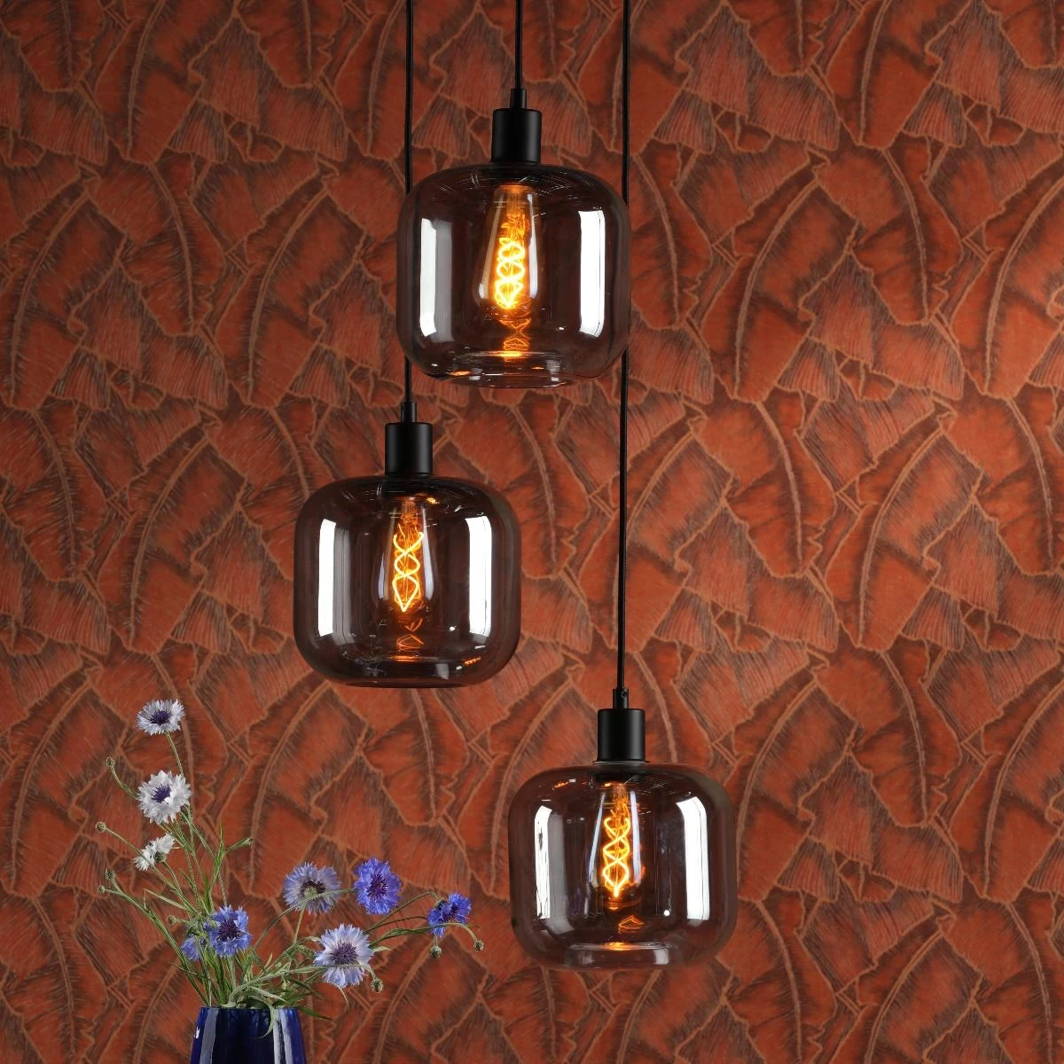 3 Light Matt Black E27 Suspension Cluster - Image 4