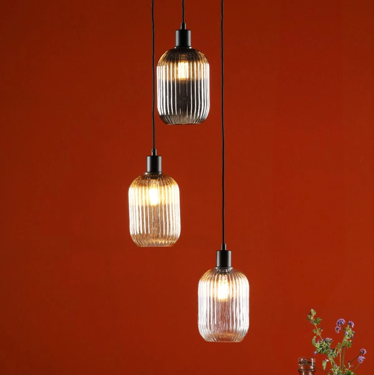 3 Light Matt Black E27 Suspension Cluster - Image 7