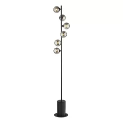Spiral 6 Light Floor Lamp Matt Black Smoked Glass