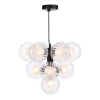 Vine 10 Light Pendant Satin Black & Clear/Opal Glass