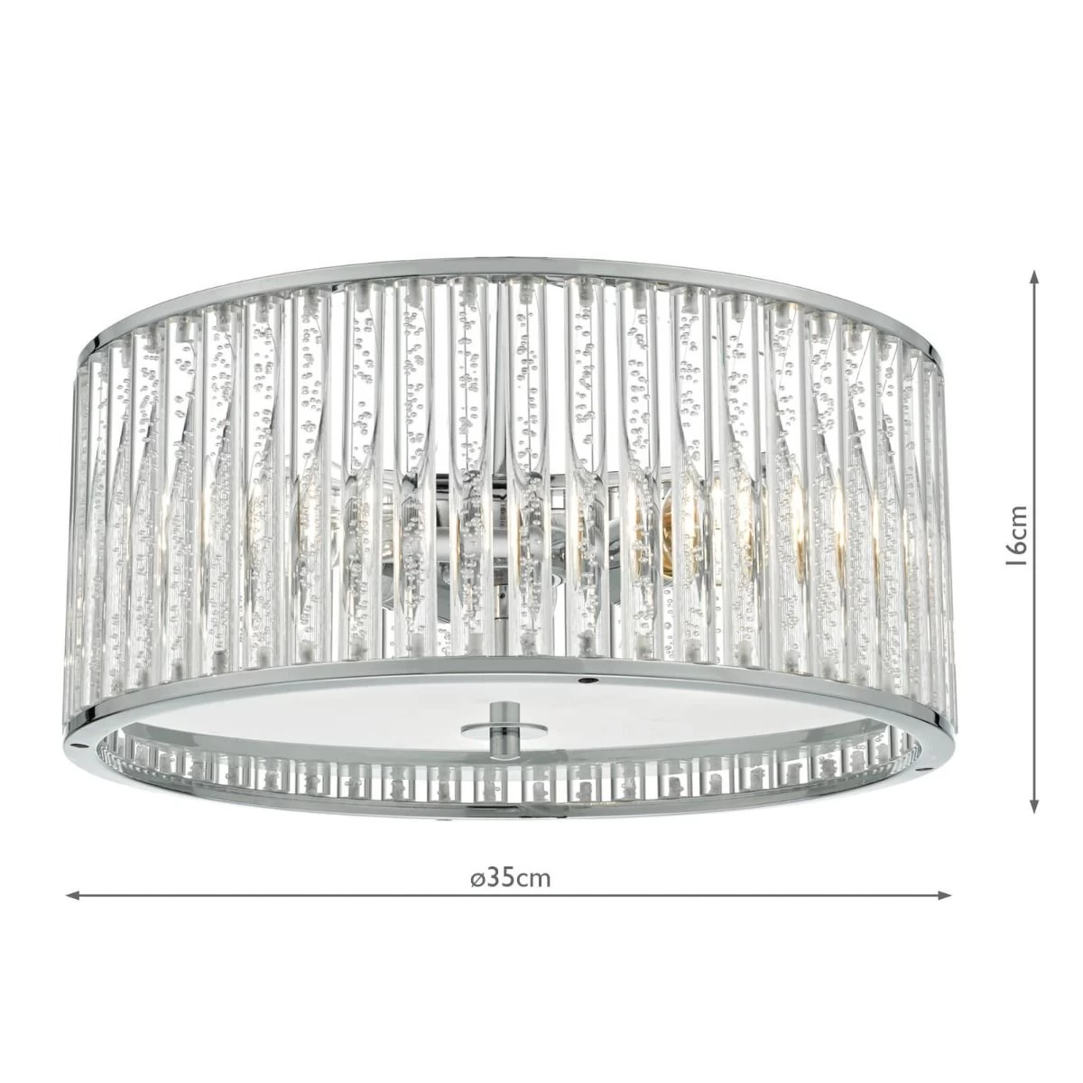 Zeto Bathroom 4 Light Flush Polished Chrome & Acrylic Rods IP44 - Image 5